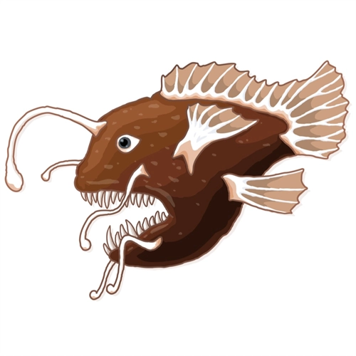 Under the Sea Theme Angler Fish Transparent Sticker